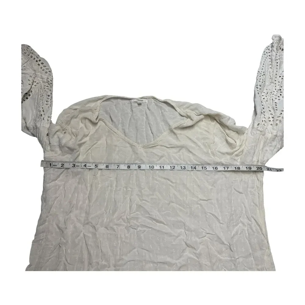 Maurices XXL Cream Eyelet Lace Sleeve Boho Blouse - Picture 3 of 6